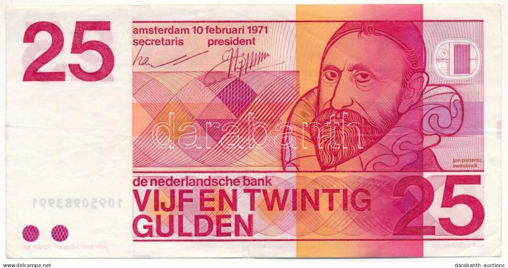 Hollandia 1971. 25G "10950983991" T:F Netherlands 1971. 25 Gulden "10950983991" C:F Krause 92. - Ohne Zuordnung