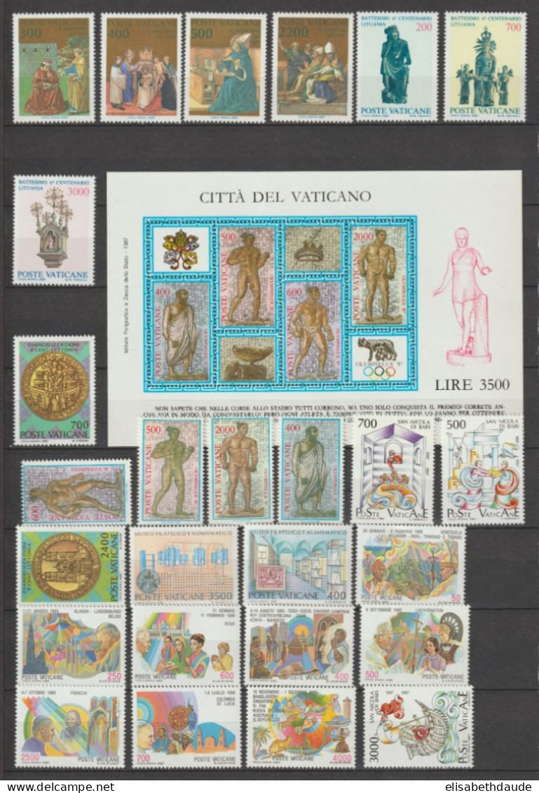 VATICAN - ANNEE 1987  ** MNH - 26 VALEURS + 1 BLOC - COTE = 106.75 EUR. - Années Complètes