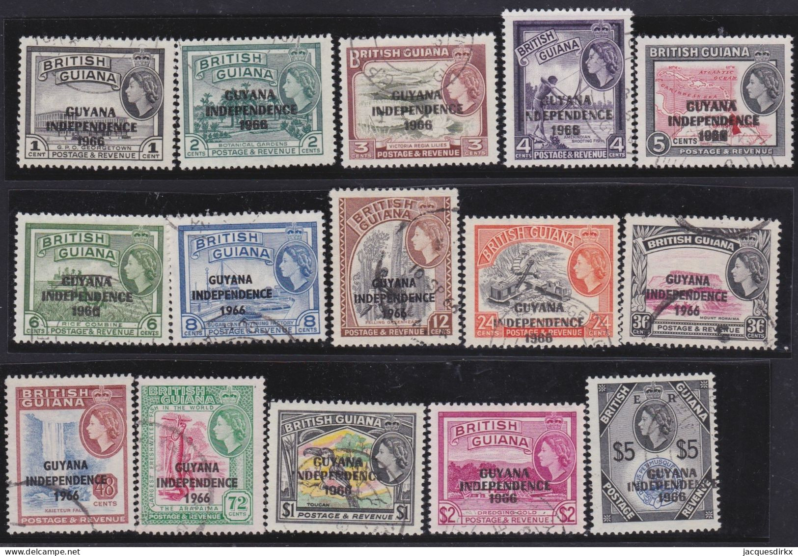 Guiana         .   SG    .  Serie  15 Stamps  .  Mixed Watermarks   .     O       .    Cancelled - Guyana Britannica (...-1966)