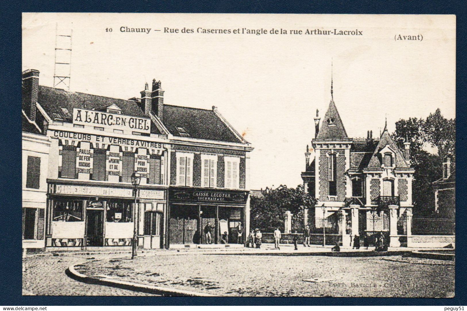 02. Chauny. Rue Des Casernes Angle De La Rue Arthur-Lacroix. Droguerie Dupuis. Franchise U.S. Army 298. 18 Juin 1945 - Chauny
