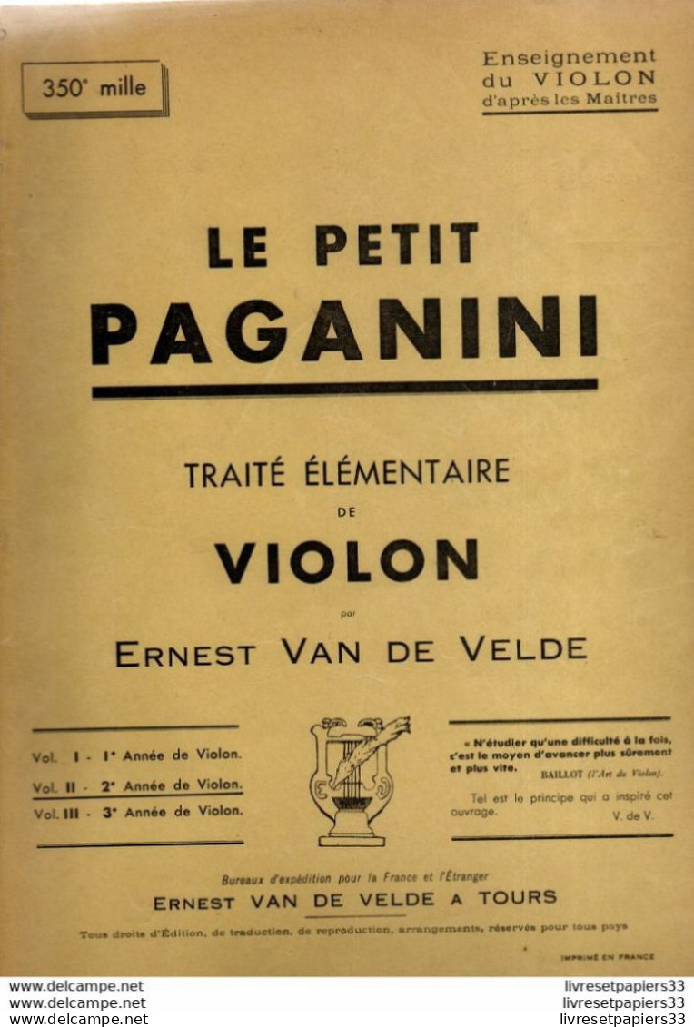 Le Petit Paganini Traité élémentaire De Violon  Par Ernest Van De Velde - Altri & Non Classificati