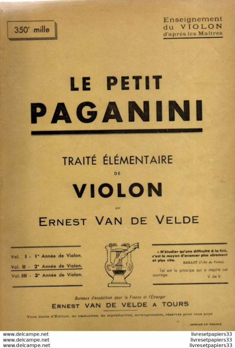 Le Petit Paganini Traité élémentaire De Violon  Par Ernest Van De Velde - Other & Unclassified