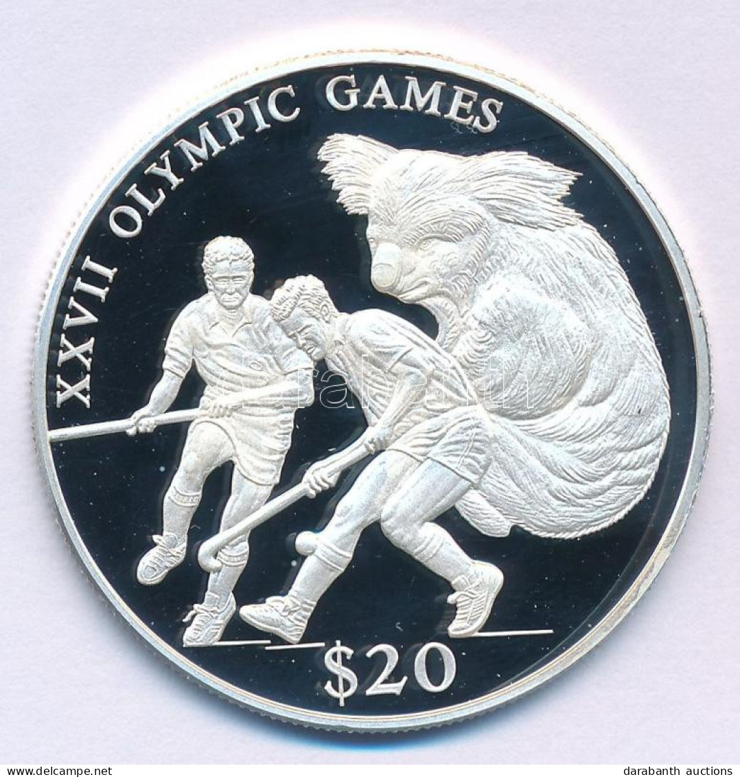 Libéria 2000. 20$ Ag "2000. évi Olimpiai Játékok Sydney - Gyeplabda" Kapszulában T:PP  Liberia 2000. 20 Dollars Ag "Olym - Unclassified