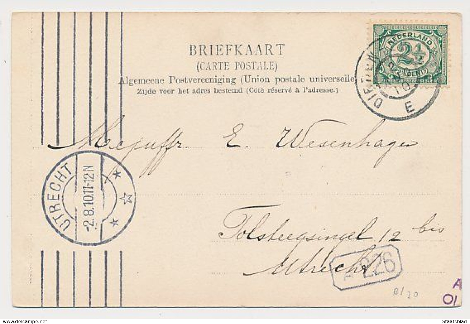 13- Prentbriefkaart Hattem 1910 - Huize Molecaten - Hattem