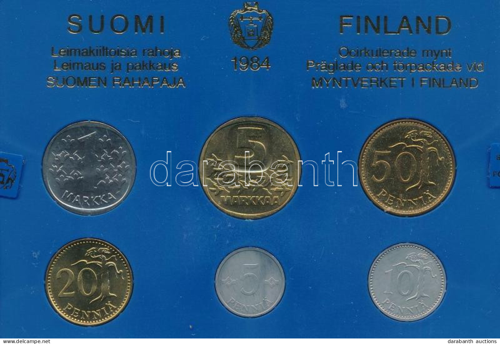 Finnország 1984. 5p-5M (6xklf) Forgalmi Sor Plasztik Tokban T:UNC Finland 1984. 5 Pennia - 5 Markka (6xdiff) Coin Set In - Non Classés