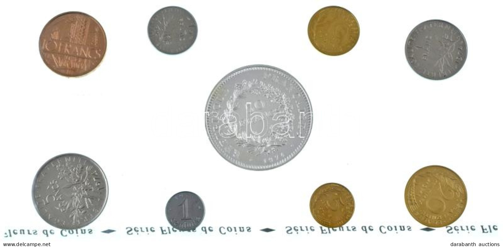 Franciaország 1974. 1c-50Fr (9xklf) Forgalmi Sor Eredeti Tokban, Közte Ag érme T:UNC France 1974. 1 Centime - 50 Francs  - Ohne Zuordnung