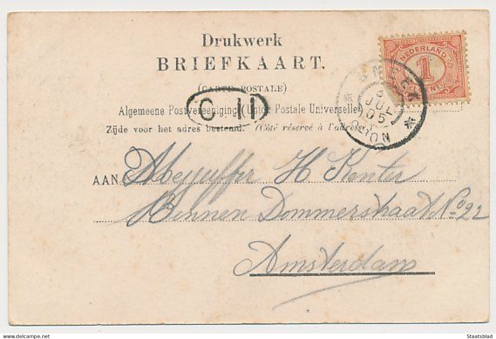 13- Prentbriefkaart Sneek 1905 - Verlengde Westersingel - Sneek
