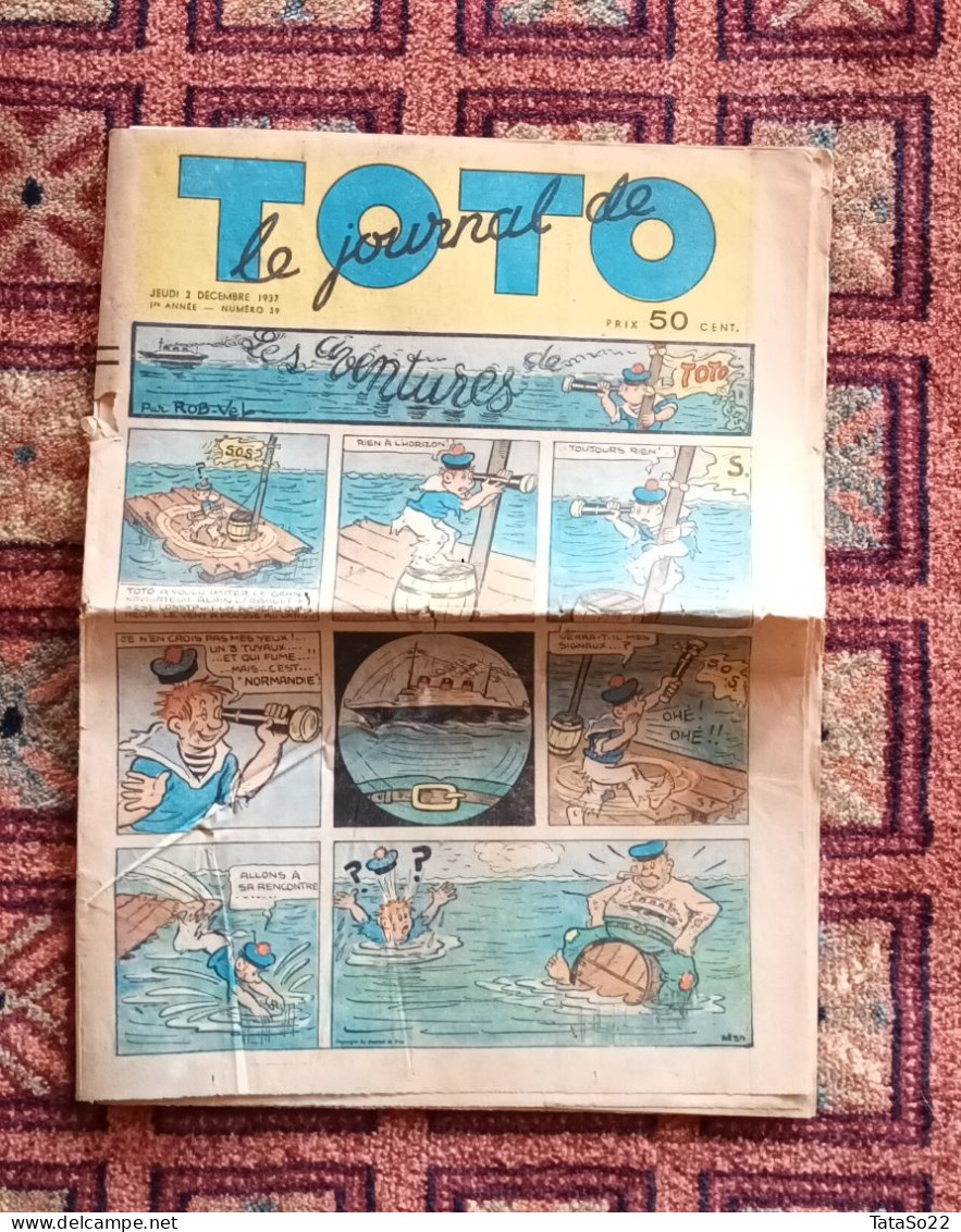 Le Journal De Toto N° 39 - Jeudi 2 Décembre 1937 - Les Aventures De Toto - Otros & Sin Clasificación