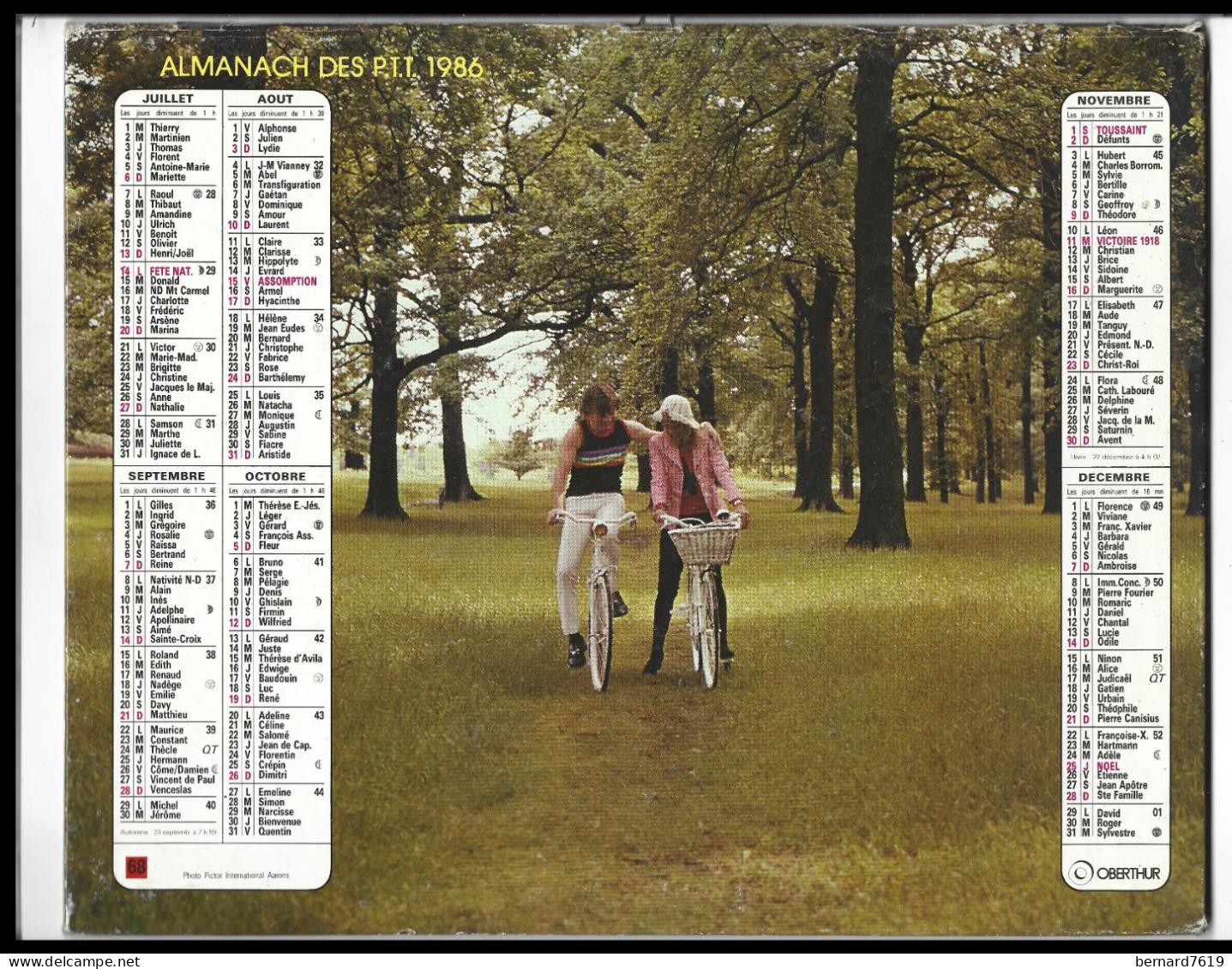 Almanach  Calendrier  P.T.T  - La Poste - 1986 -  Jeunes Maries ,amoureux - Autres & Non Classés