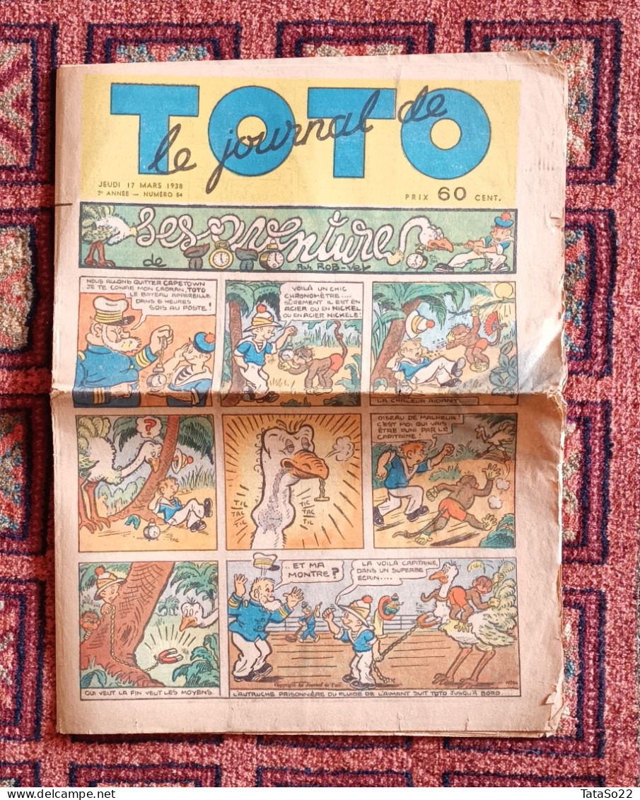Le Journal De Toto N° 54 - Jeudi 17 Mars 1938 - Les Aventures De Toto - Andere & Zonder Classificatie