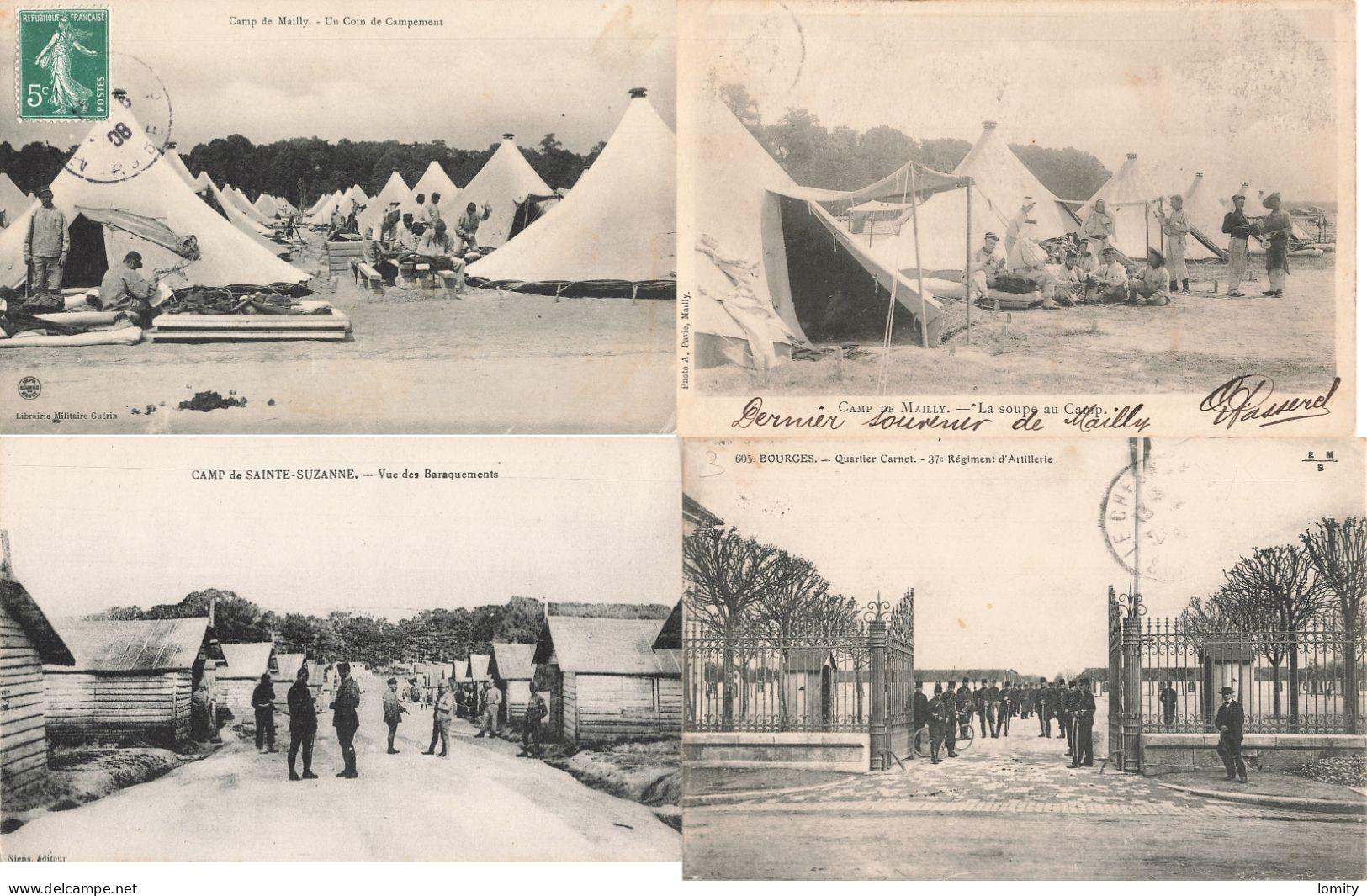 Déstockage Lot 16 Cartes Postales Militaires Militaire Caserne Camp Mailly Sainte Suzanne Bourges Orleans Courtine - Verzamelingen & Kavels