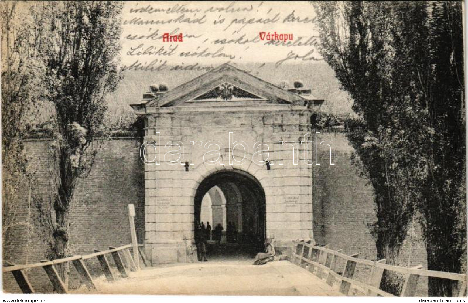 * T2 1908 Arad, Várkapu, Koldus, Császári Címer. Kerpel Izsó Kiadása / Castle Gate, Beggar - Zonder Classificatie