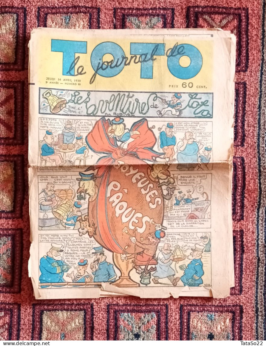 Le Journal De Toto N° 58 - Jeudi 14 Avril 1938 - Les Aventures De Toto - Autres & Non Classés