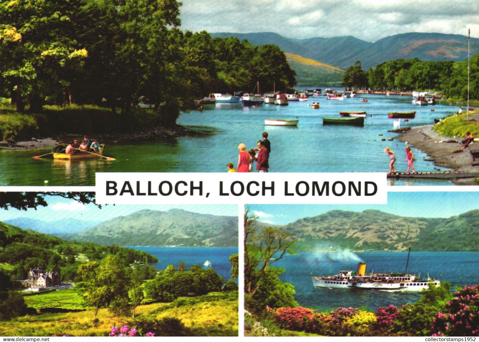 BALLOCH, LOCH LOMOND, MULTIPLE VIEWS, LAKE, BOATS, CHILDREN, ARCHITECTURE, SHIP, SCOTLAND, UNITED KINGDOM, POSTCARD - Dunbartonshire