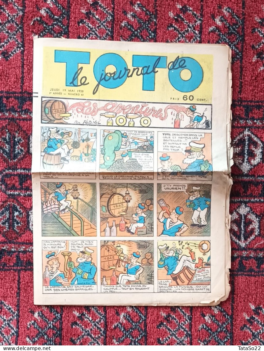 Le Journal De Toto N° 63 - Jeudi 19 Mai 1938 - Les Aventures De Toto - Sonstige & Ohne Zuordnung