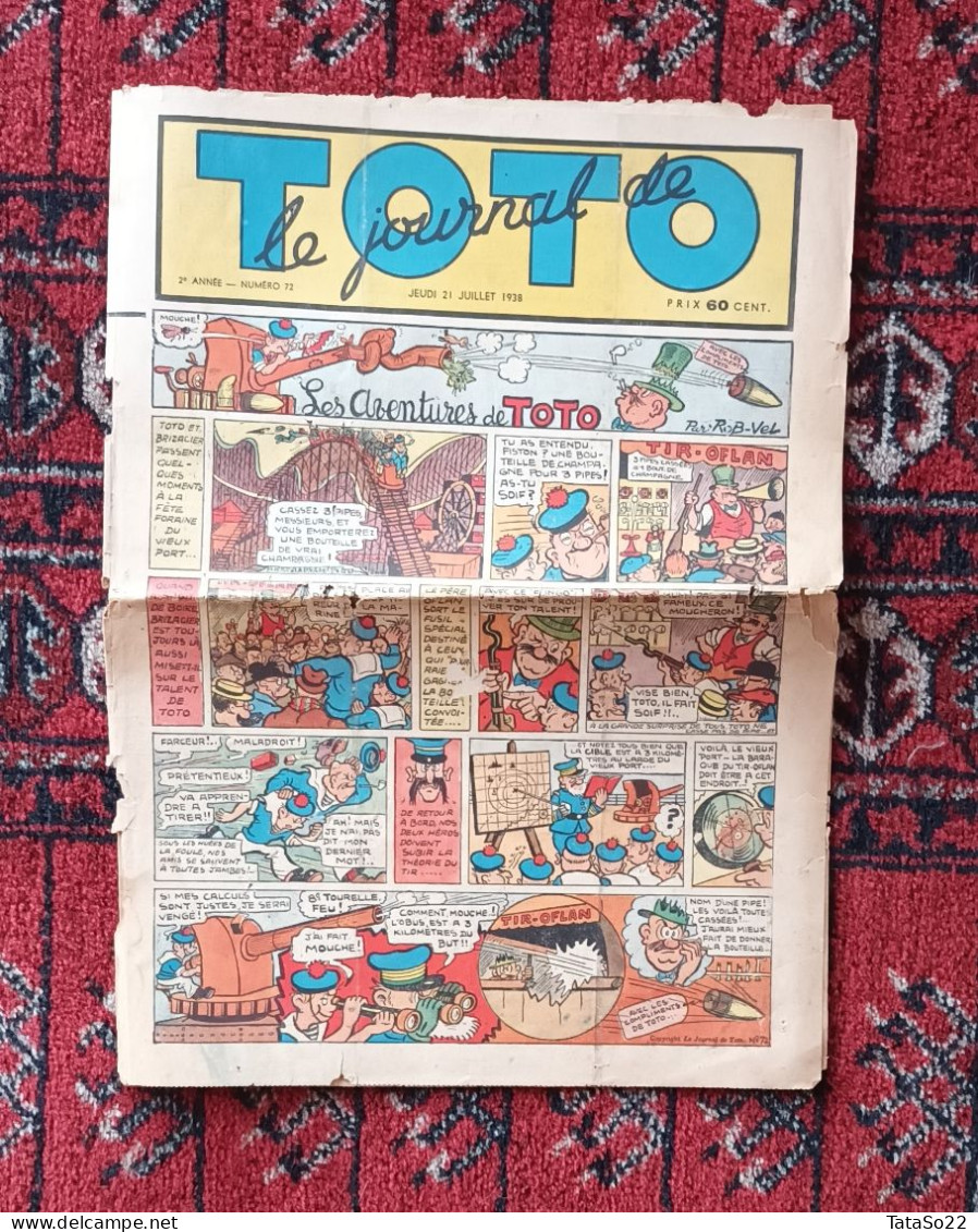 Le Journal De Toto N° 72 - Jeudi 21 Juillet 1938 - Les Aventures De Toto - Otros & Sin Clasificación