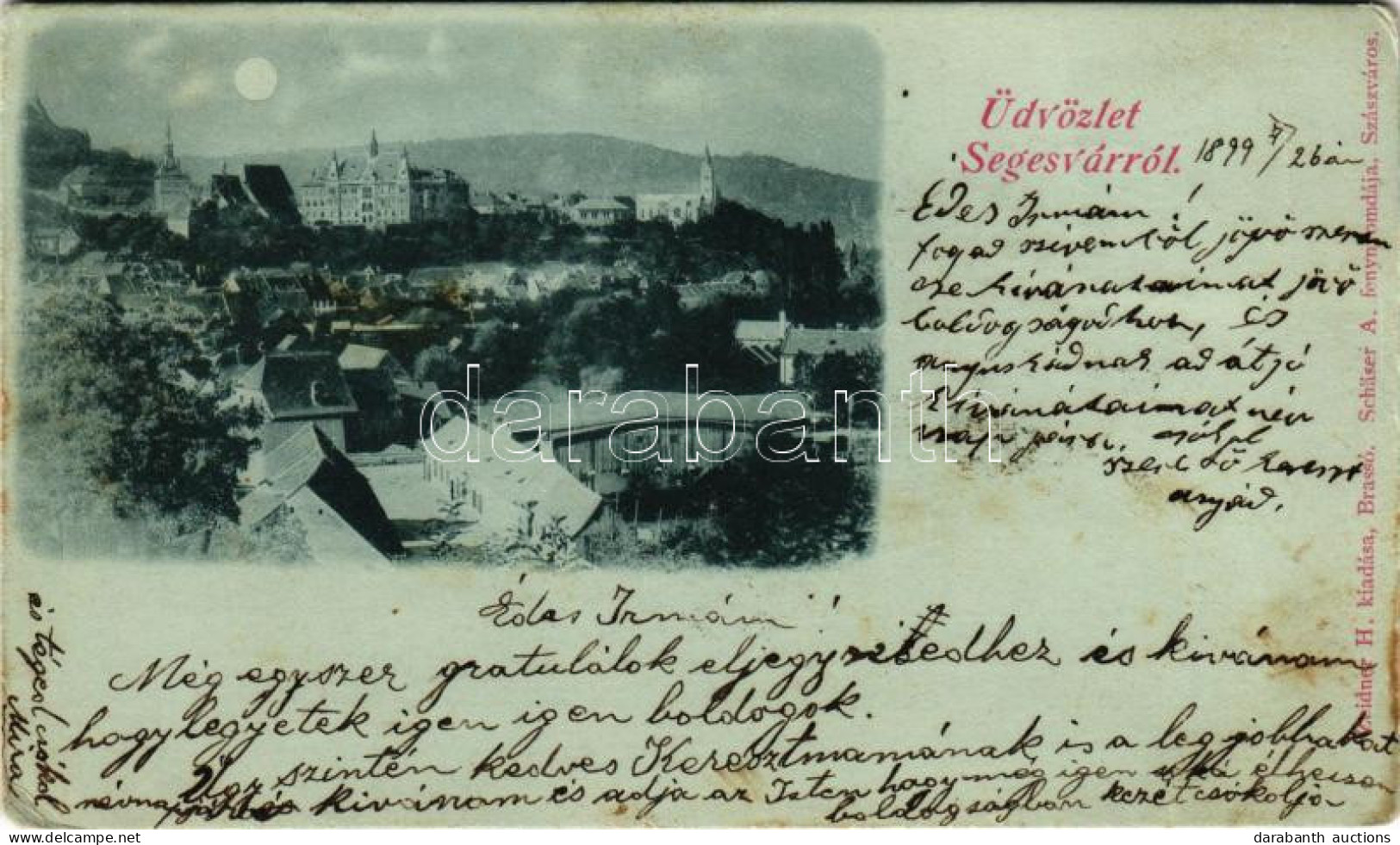 T3 1899 (Vorläufer) Segesvár, Schässburg, Sighisoara; Látkép. Zeidner H. Kiadása. Schäser A. Fénynyomdája / General View - Non Classés