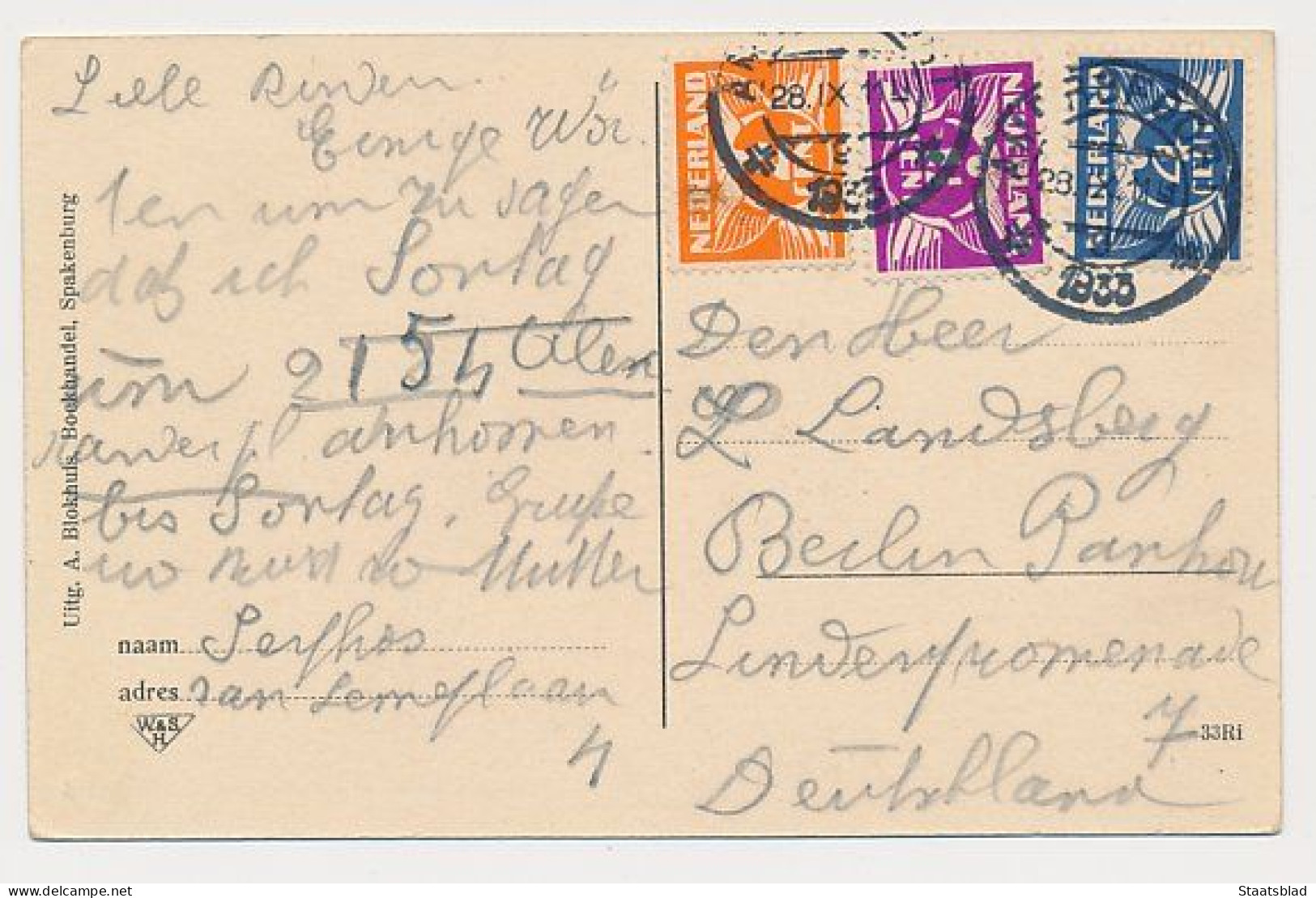 14- Prentbriefkaart Spakenburg Bunschoten 1933 - Spakenburg