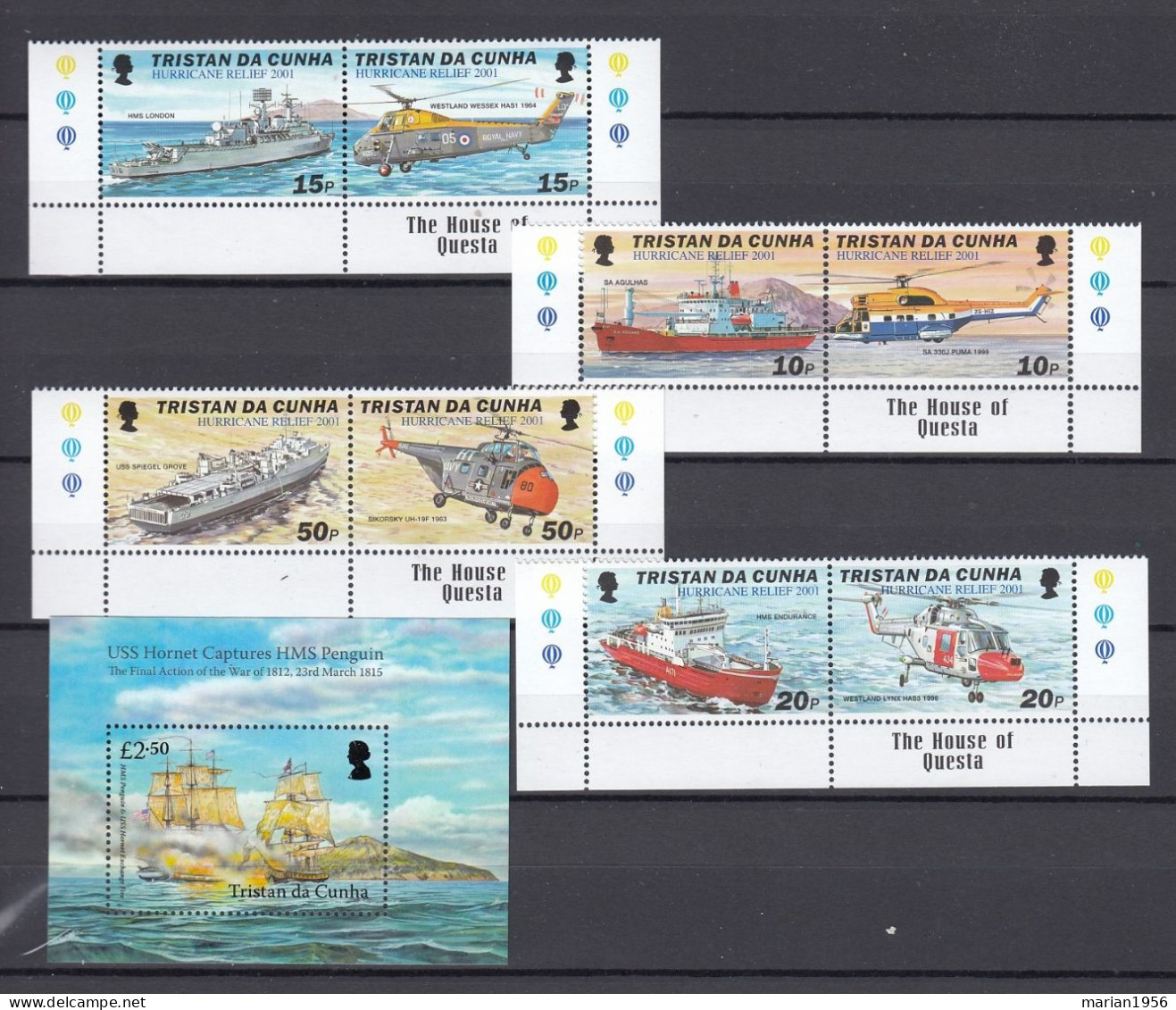 Tristan Da Cunha - Transport - NAVIRE,HELICOPTERES,BATEAUX - Mich.695/02 + BF - 35 Eur. - MNH - Andere(Zee)