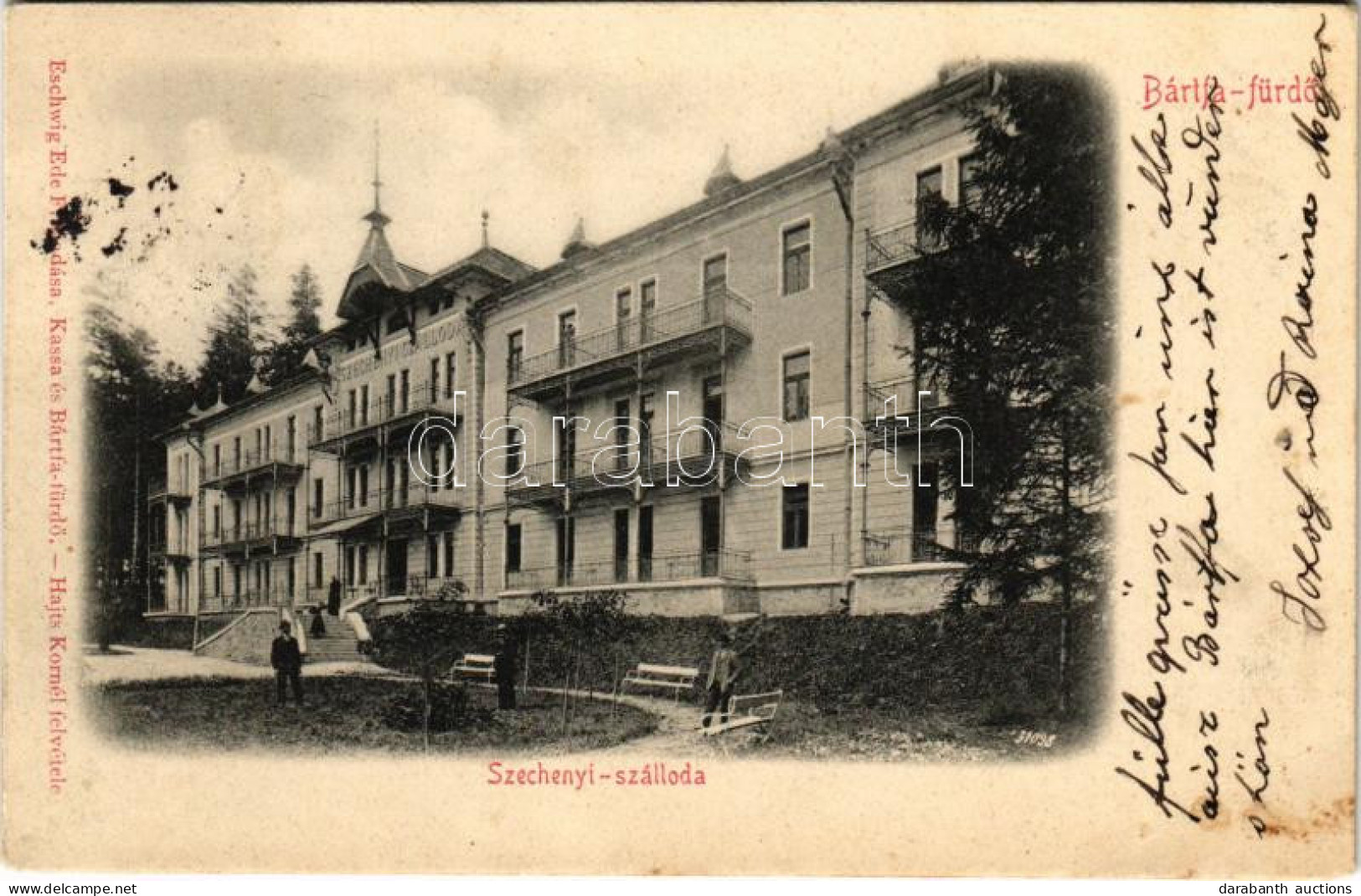 T2/T3 1901 Bártfa, Bártfafürdő, Bardejovské Kúpele, Bardiov, Bardejov; Széchenyi Szálloda. Eschwig Ede F. Kiadása, Hajts - Unclassified