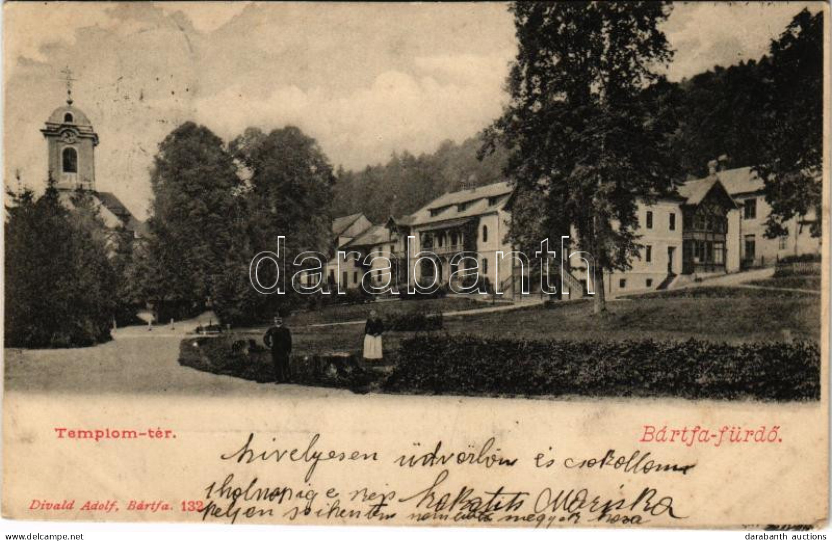 T2/T3 1913 Bártfa, Bártfafürdő, Bardejovské Kúpele, Bardiov, Bardejov; Templom Tér. Divald Adolf Kiadása / Church Square - Non Classés