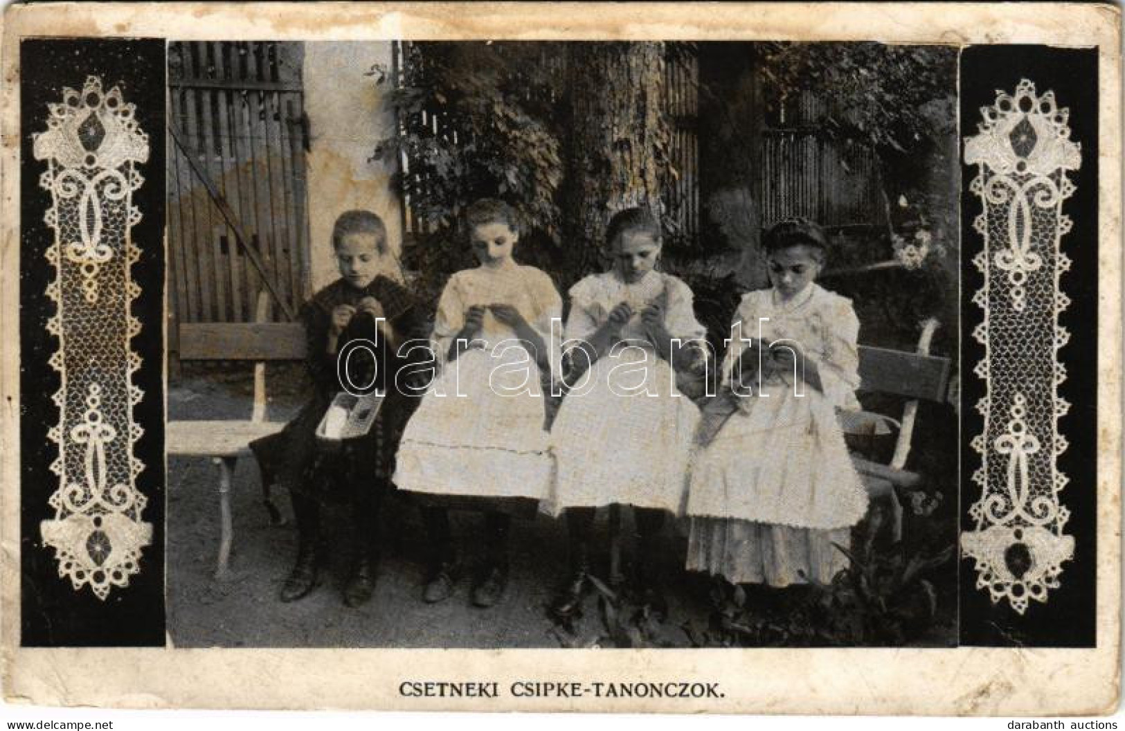 * T3/T4 1908 Csetnek, Stítnik; Csipke-tanoncok / Hungarian Folklore, Lace Patterns (Rb) - Non Classés