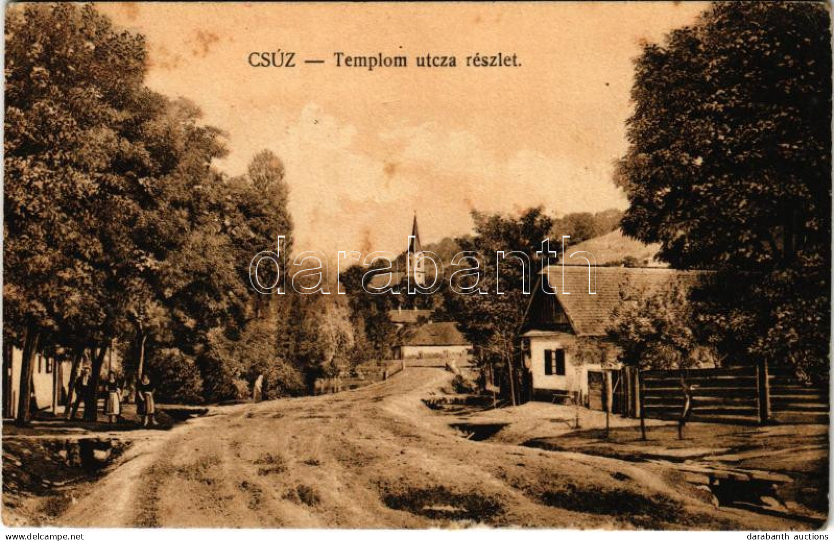 * T3 1943 Csúz, Cúz, Dubník; Templom Utca Részlet. Kiadja Weisz Salamon / Street View With Church (fl) - Non Classificati