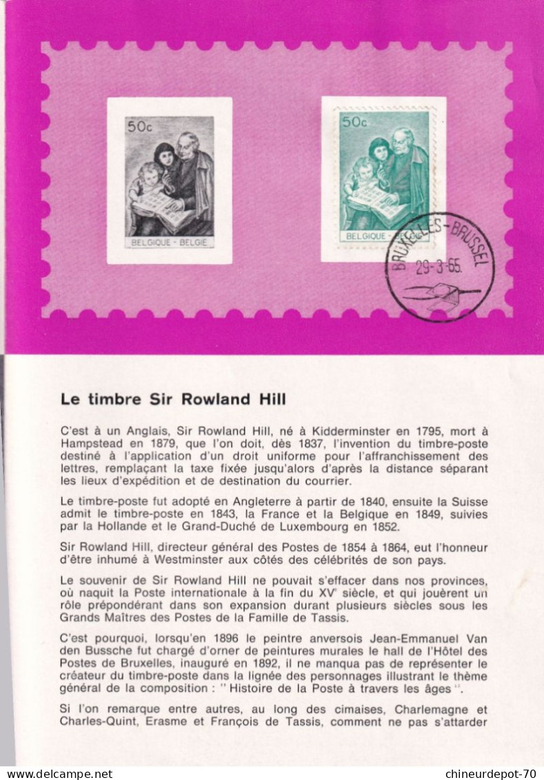 Administration Des Postes Belge émission D'un Timbre Poste Spécial  N°6 1965 édité En Français - Brieven En Documenten