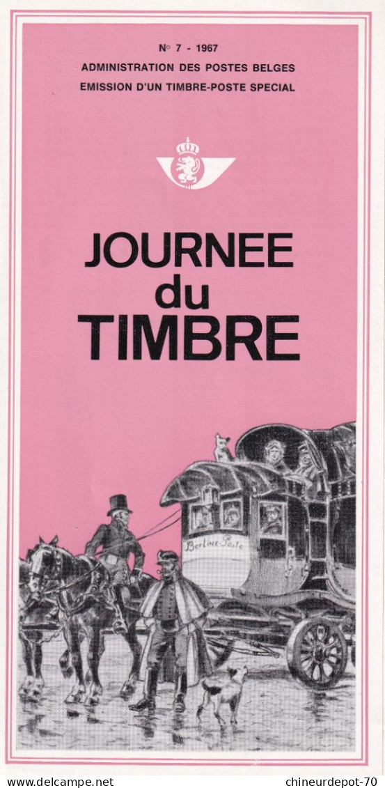 Administration Des Postes Belge émission D'un Timbre Poste Spécial  N°7 1967 édité En Français - Briefe U. Dokumente