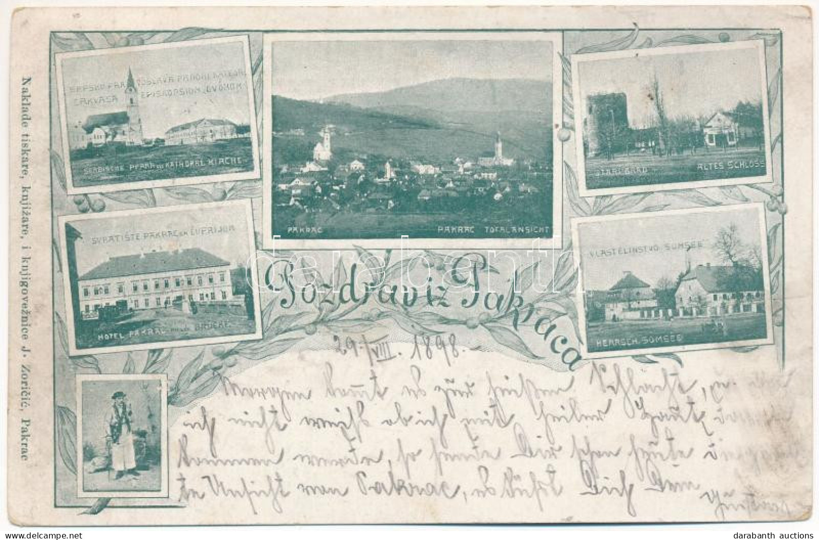 T2/T3 1898 (Vorläufer) Pakrác, Pakratz, Pakrac; Hotel Pakrac Mit Der Brueke, Altes Schloss, Herrsch. Somsee / Multi-view - Non Classés
