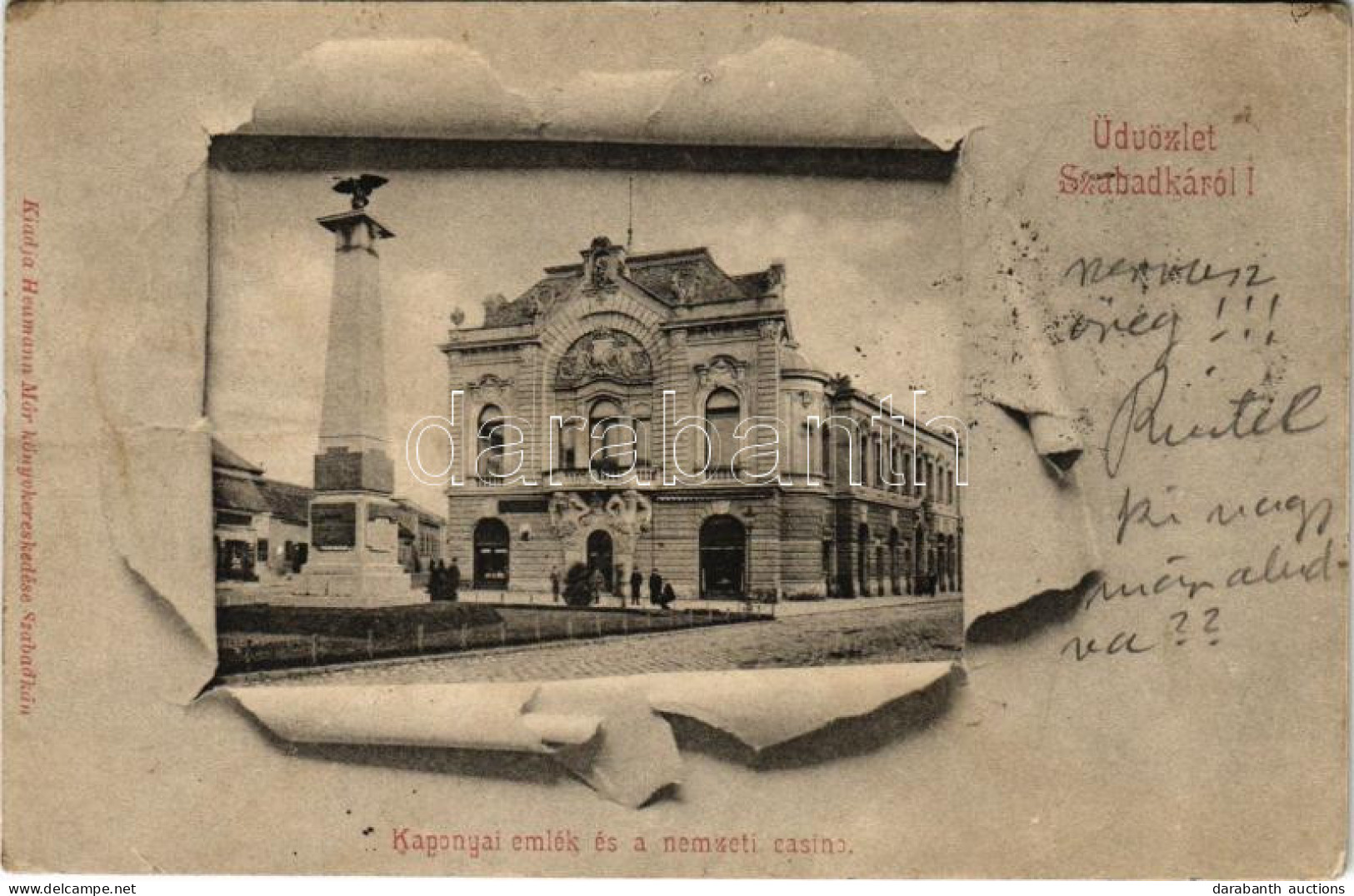 * T3 1901 Szabadka, Subotica; Honvéd Emlékmű (Kaponyai Csata Emlékműve), Nemzeti Kaszinó. Heumann Mór Kiadása / Hungaria - Non Classés