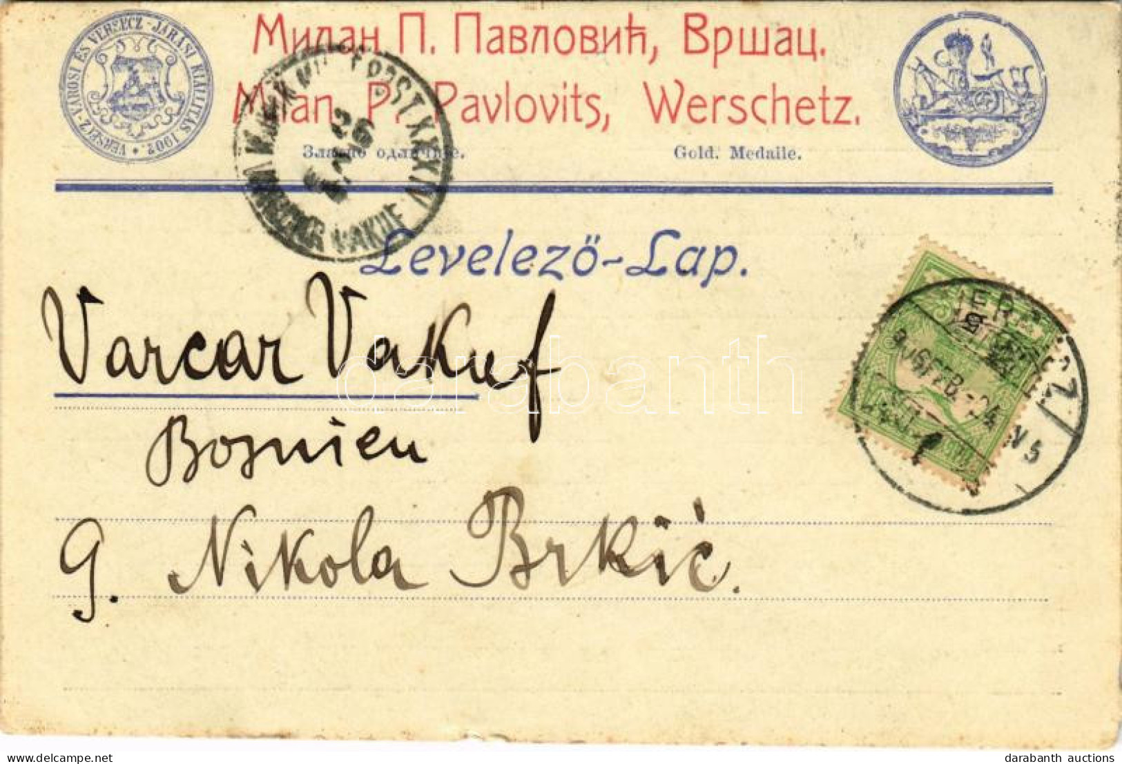 T4 1906 Versec, Werschetz, Vrsac; Versecz Városi és Versecz Járási Kiállítás 1902. Milan P. Pavlovits Reklámja / Exhibit - Unclassified