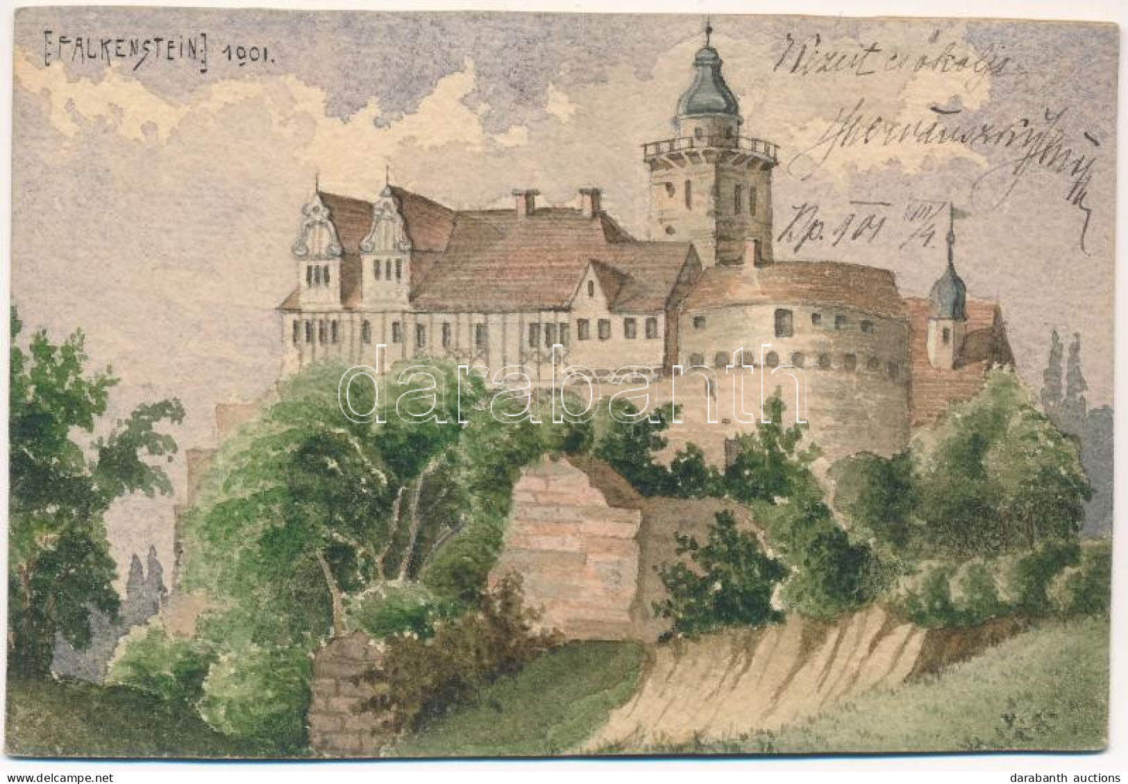 T4 1901 Falkenstein, Burg / Castle, Hand-drawn (r) - Non Classés