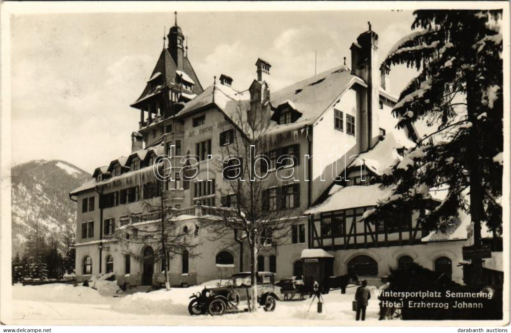 T2 1939 Semmering, Wintersportplatz, Hotel Erzherzog Johann / Hotel In Winter, Automobile - Ohne Zuordnung