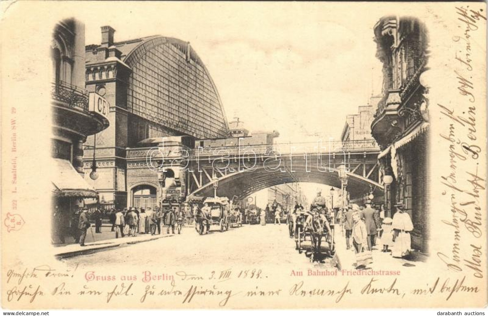 T2/T3 1899 Berlin, Am Bahnhof Friedrichstrasse / Railway Station, Elevated Railway, Horse-drawn Carriages (EK) - Unclassified