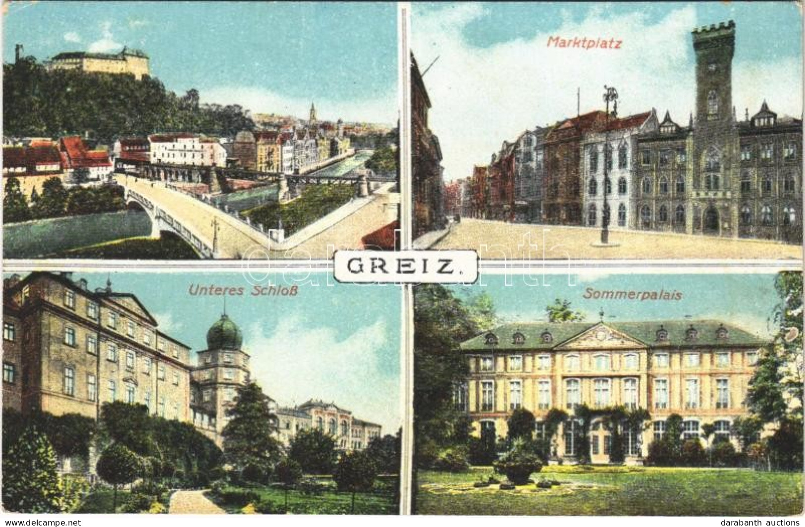 ** T2 Greiz, Unteres Schloß, Sommerpalais, Marktplatz / Castle, Summer Palace, Marketplace - Ohne Zuordnung