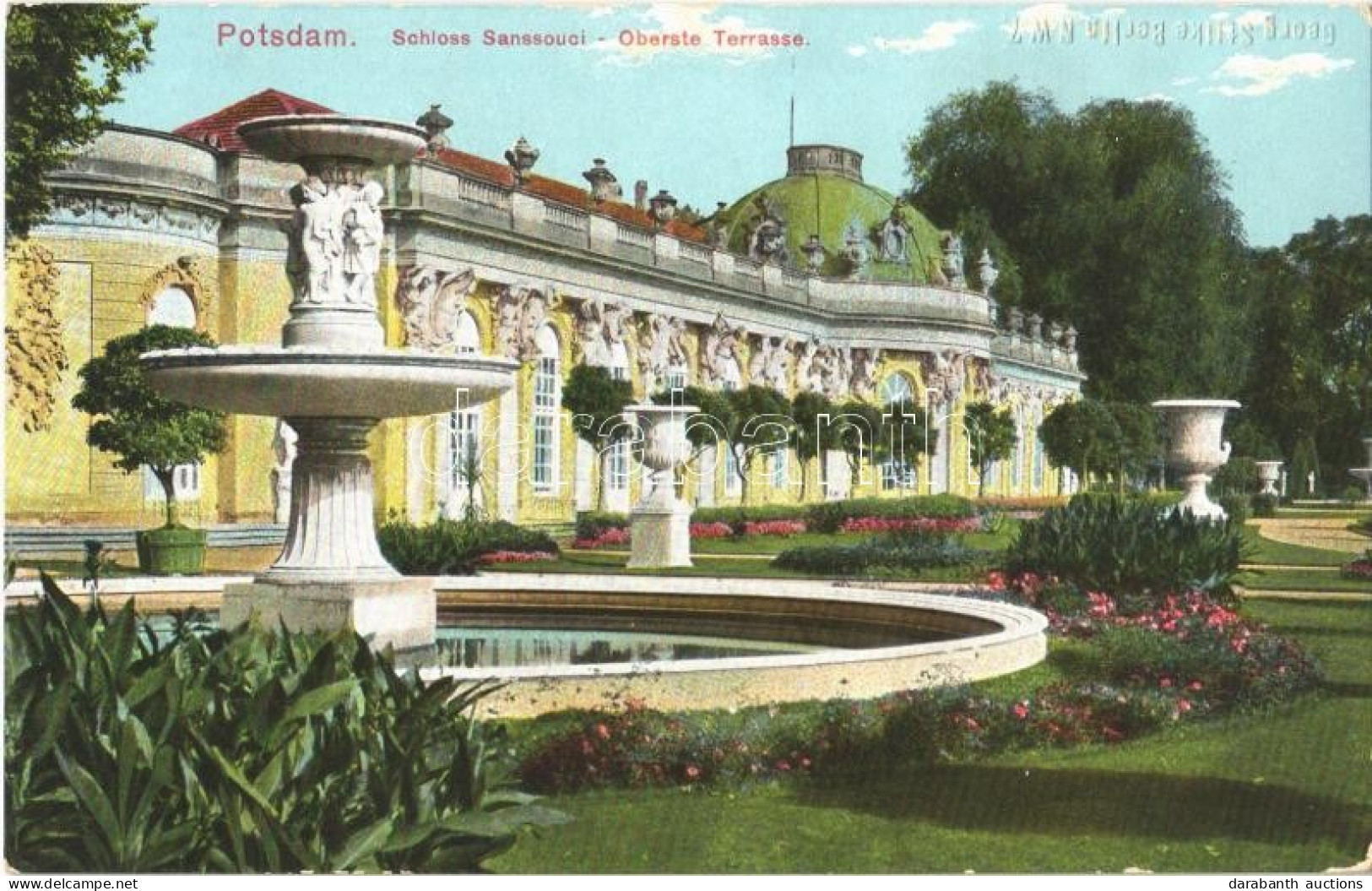 ** T2 Potsdam, Schloss Sanssouci, Oberste Terrasse / Palace, Upper Terrace, Fountain - Ohne Zuordnung