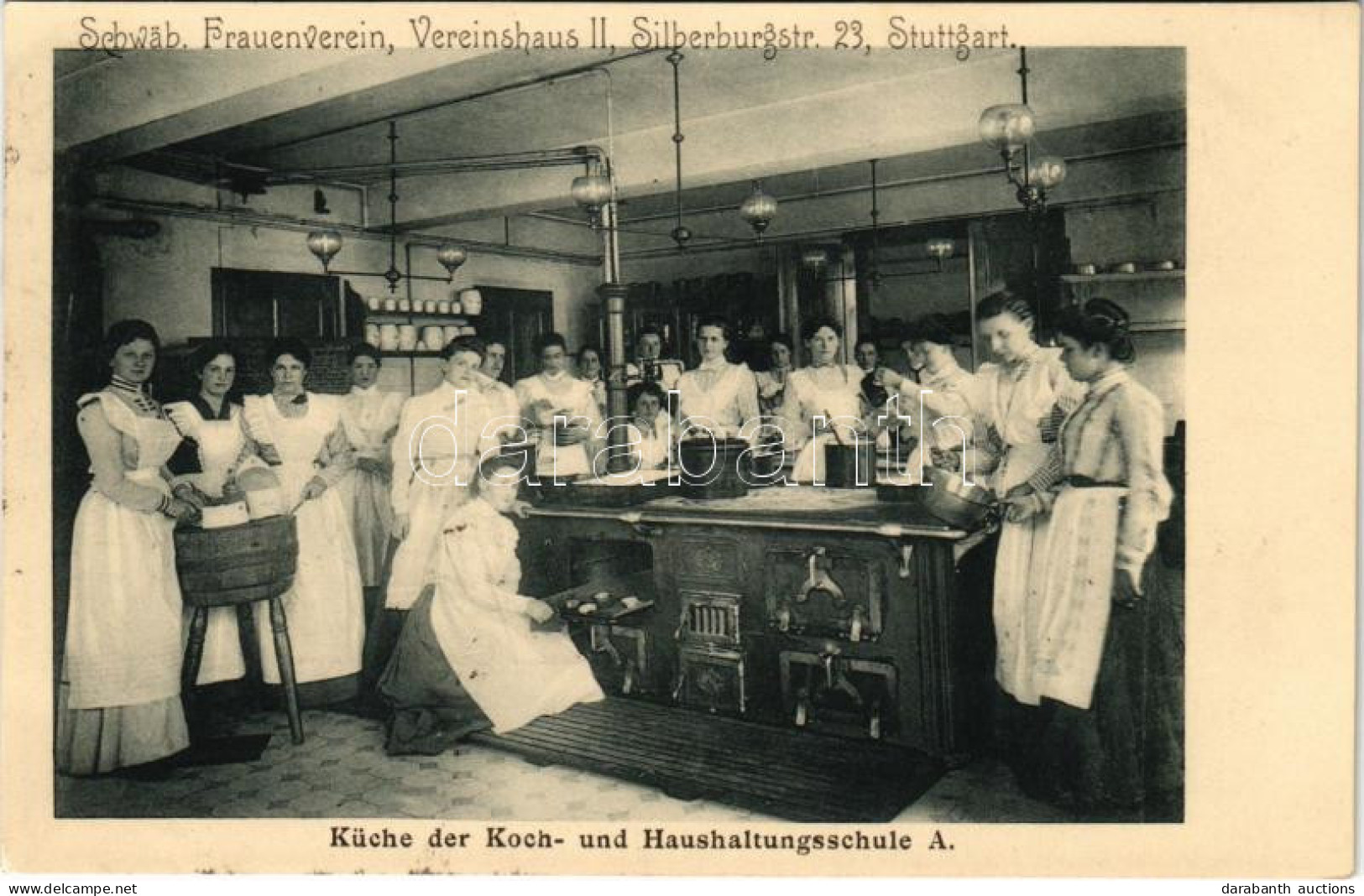 T2 1907 Stuttgart, Schwäb. Frauenverein, Vereinshaus II, Küche Der Koch- Und Haushaltungsschule A. Silberburgstr. 23. /  - Ohne Zuordnung