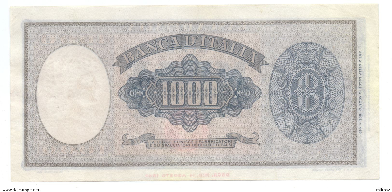 Italy 1.000 Lire 1947 (seal Type B) KM#88.d - 1.000 Lire
