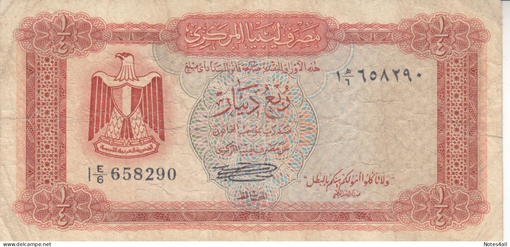 LIBYA 1/4 DINAR 1971 1972 P-33B  (VF)  USED SERIES  6 - Libyen