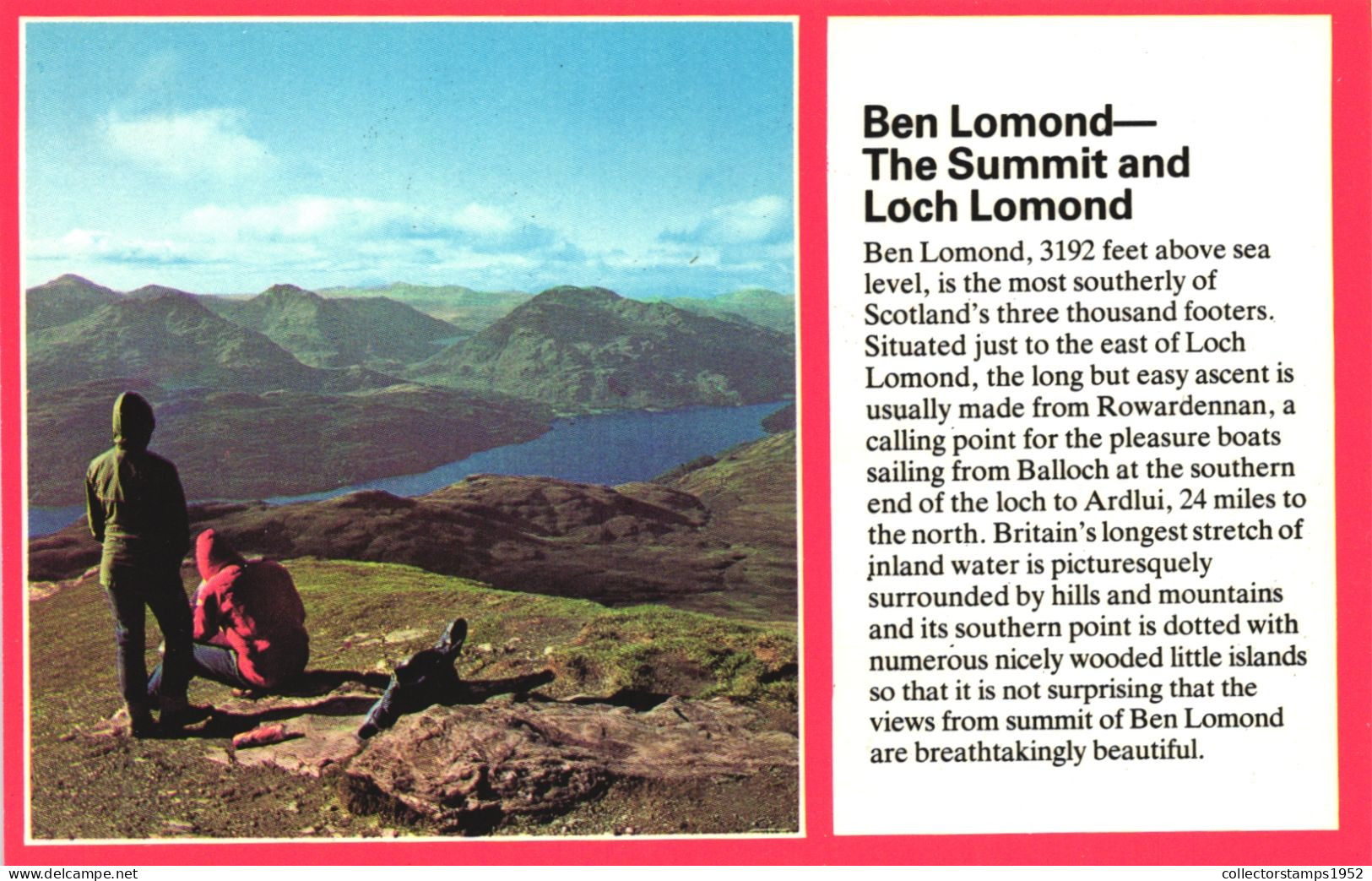 BEN LOMOND, STIRLINGSHIRE, LOCH LOMOND, LAKE, MOUNTAIN, SCOTLAND, UNITED KINGDOM, POSTCARD - Stirlingshire