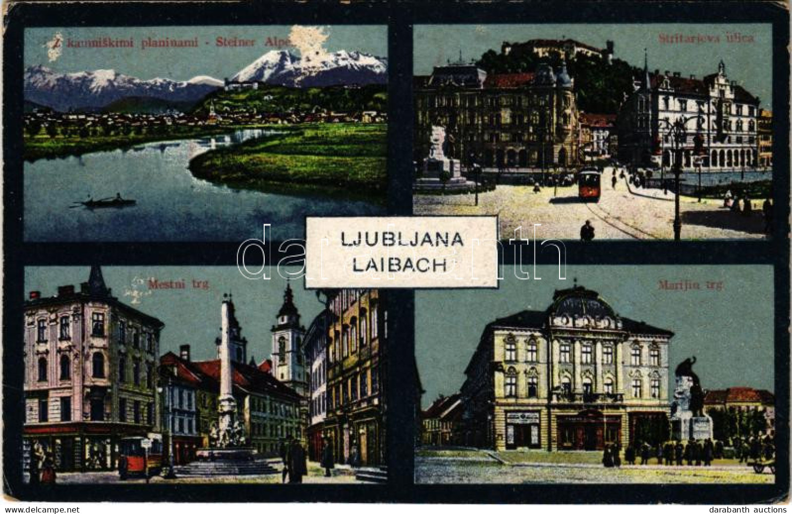 * T3 1917 Ljubljana, Laibach; Stritarjeva Ulica, Mestni Trg, Marijin Trg / Street View, Tram, Square (Rb) - Ohne Zuordnung