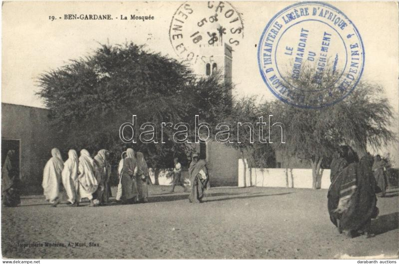 * T2 1916 Ben Gardane, La Mosquée / Mosque + Bataillon D'Infanterie Legere D'Afrique Medenine, Le Commandant Du Detachem - Non Classés