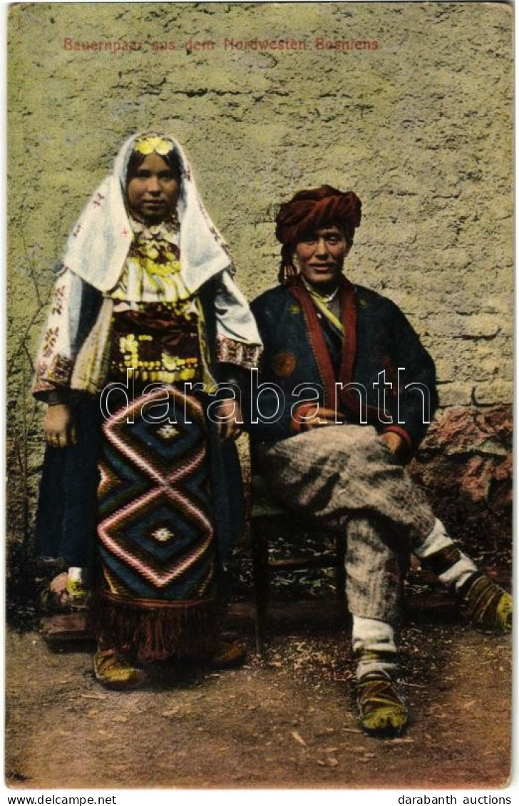 T2 1918 Bauernpaar Aus Dem Nordwesten Bosniens / Északnyugati Bosnyák Pár / Bosnian Folklore + "K.u.k. Milit. Post" - Non Classificati