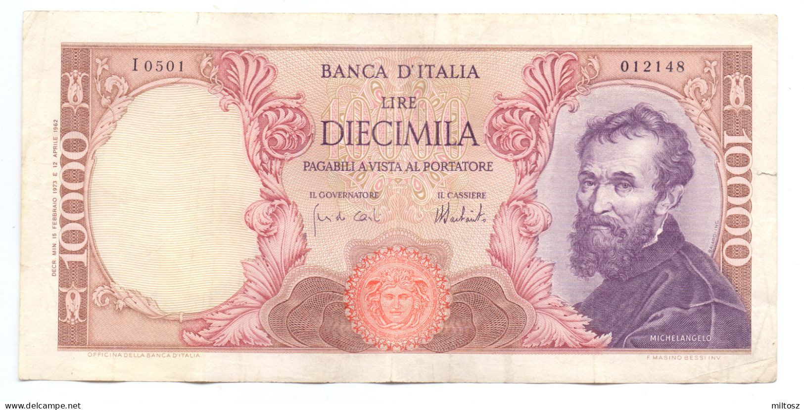 Italy 10.000 Lire 1973 KM#97.f - 10000 Liras