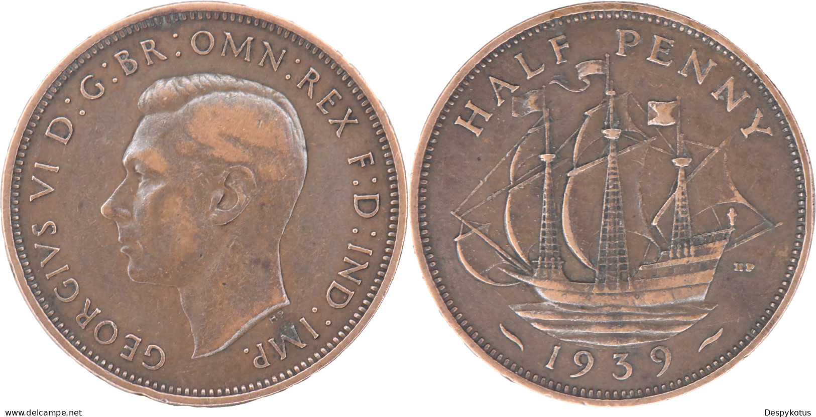 UK - 1939 - HALF PENNY - George VI - 18-216 - C. 1/2 Penny