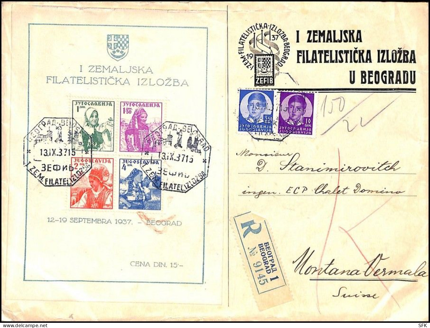 1937 ZEFIB MINIATURE SHEET On Exhibition Commemorative Cover In Special Large Format For Miniature Sheet  1010 - Briefe U. Dokumente