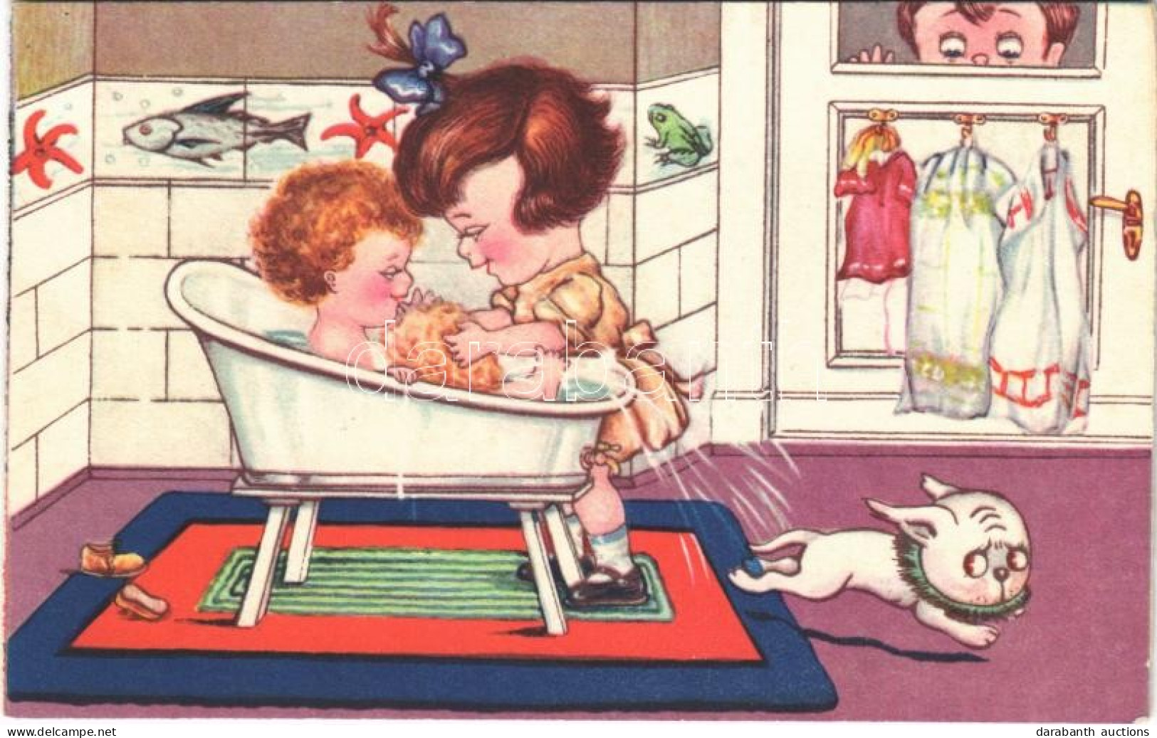 T2 1937 Children Art Postcard, Bathing. Amag 0277. - Sin Clasificación
