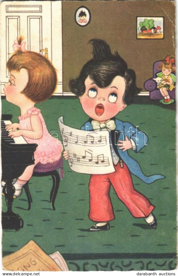 T2/T3 1930 Children Art Postcard, Singing. Amag 0281. (EB) - Unclassified