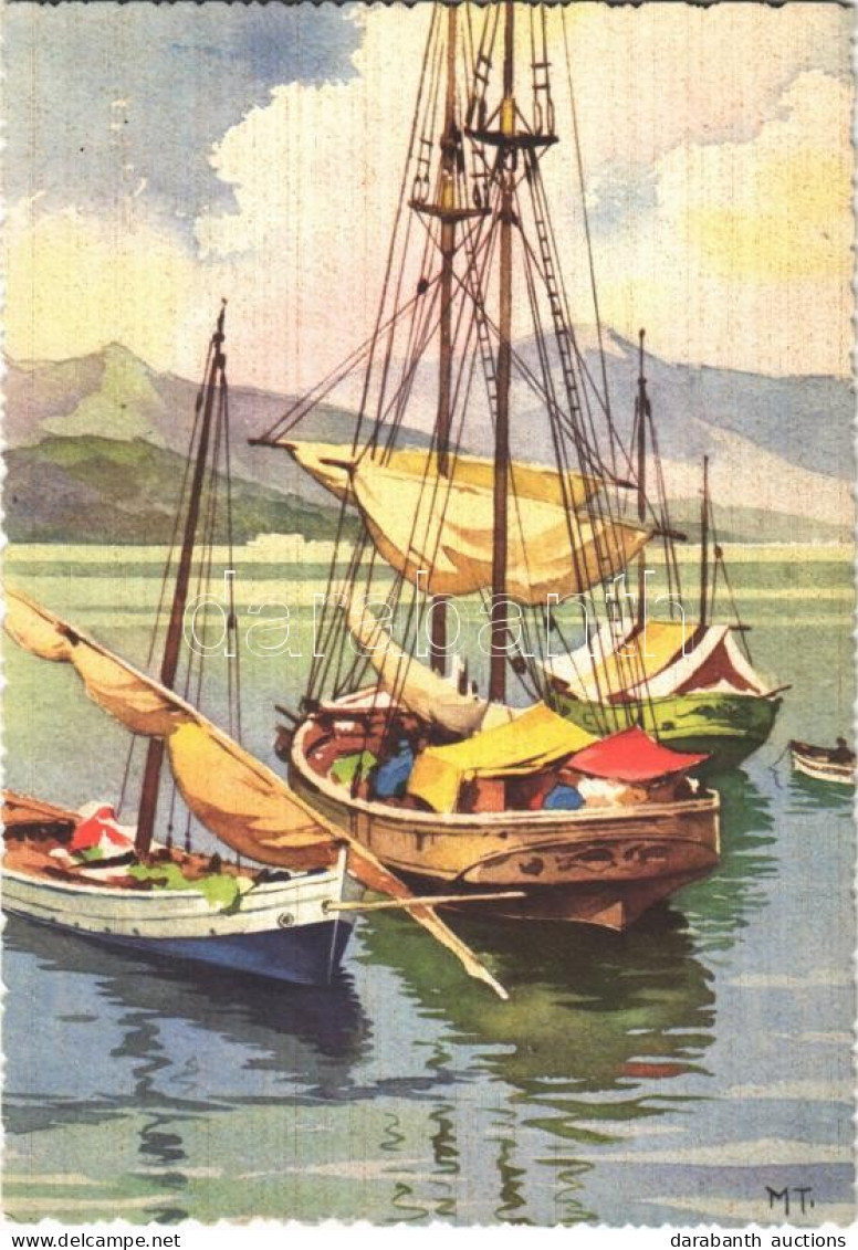 ** T2/T3 Italian Art Postcard, Boats. Cecami 1153. S: M.T. (EK) - Unclassified